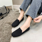 New Summer Women's Square-Toe Fly-Knit Flat Slip-On Casual Shoes